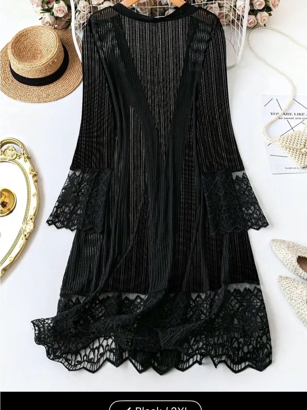 2X NEW Lace & Pleated Duster Cardigan Cover Up